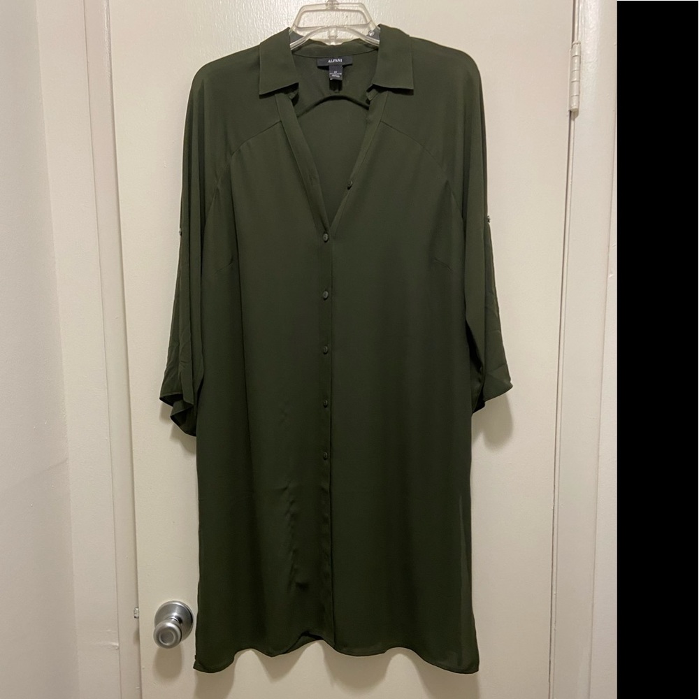 Alfani Army Green Button Down Shirt Dress